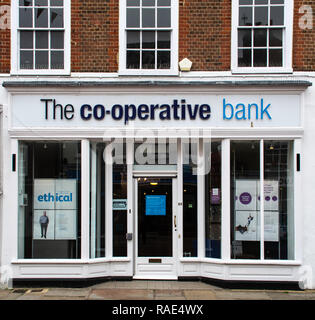 Chichester, United Kingdom - October 06 2018:   The front of the Co-Operative bank branch in North Lane Stock Photo