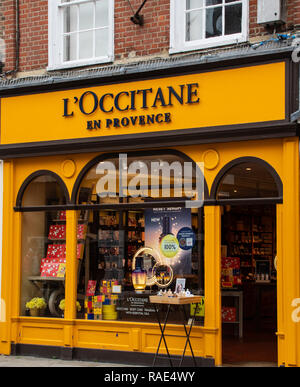 Chichester, United Kingdom - October 06 2018:   The front of L'Occitaine boutique in North Street Stock Photo