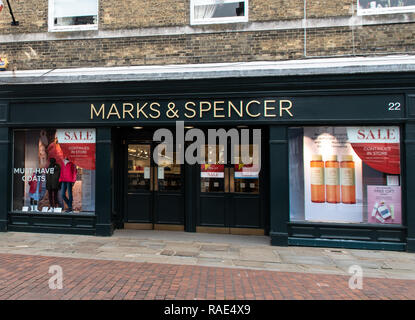 Chichester, United Kingdom - October 06 2018:   The main entrance to Marks and Spencers in North Street Stock Photo