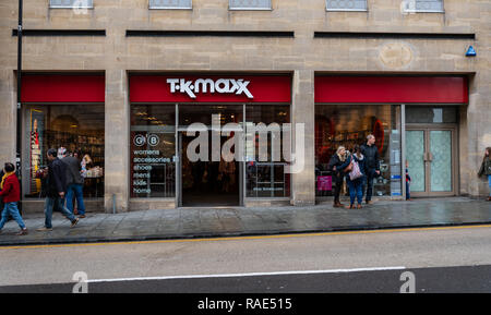 Bath, United Kingdom - October 13 2018:   The front of TK Maxx bargain clothes shop in High St Stock Photo