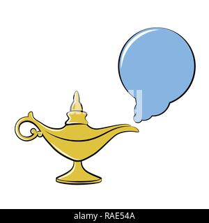 golden magic lamp arabian fairy tale three wishes vector illustration EPS10 Stock Vector