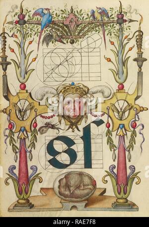 Guide for Constructing the Letter s, Joris Hoefnagel (Flemish , Hungarian, 1542 - 1600), Vienna, Austria, about 1591 reimagined Stock Photo