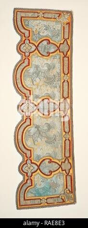 Upper outer foot valence, about 1690 - 1715, Silk satin, cording, velour, silk embroidery, damask panels with linen reimagined Stock Photo