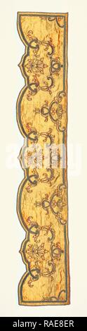 Upper inner foot valence, about 1690 - 1715, Silk satin, cording, velour, silk embroidery, damask panels with linen reimagined Stock Photo