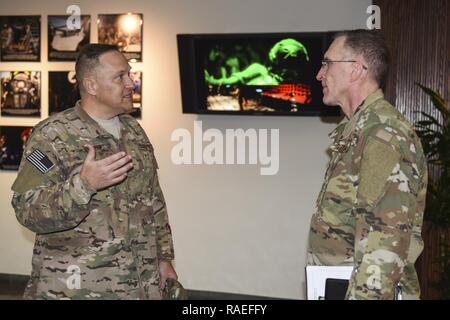 Maj. Gen. Scott Vander Hamm, assistant deputy chief of staff of operations, head quarters Air Force, visits Air Force Special Operations Command, Hurlburt Field, Fla., Jan. 18, 2017. Vander Hamm met with AFSOC key personnel during a visit to orient himself with AFSOC. Stock Photo