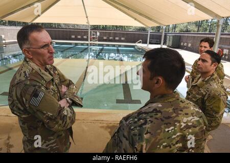 Maj. Gen. Scott Vander Hamm, assistant deputy chief of staff of operations, head quarters Air Force, visits Air Force Special Operations Command, Hurlburt Field, Fla., Jan. 18, 2017. Vander Hamm met with AFSOC key personnel during a visit to orient himself with AFSOC. Stock Photo