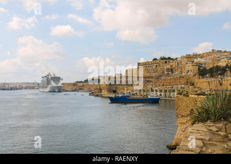 MSC Seaview cruiser ship anchoring at the Valletta's harbour at Valletta, Malta. Stock Photo