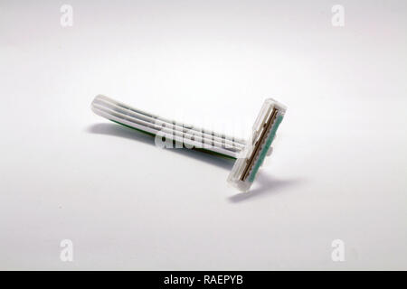 A close up view of a razor with white background. Bought in Indonesia. Stock Photo