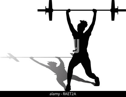 weight lifting girl silhouette Stock Vector