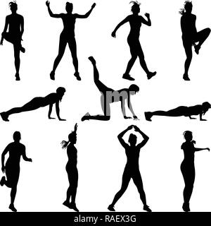 fitness exercises for women shows beautiful body Stock Vector