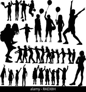 children silhouette vector Stock Vector