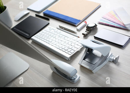 Composition of office worker items on Stock Photo