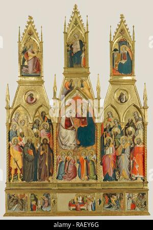 Polyptych with Coronation of the Virgin and Saints, Cenni di Francesco di Ser Cenni (Italian (Florentine), active reimagined Stock Photo