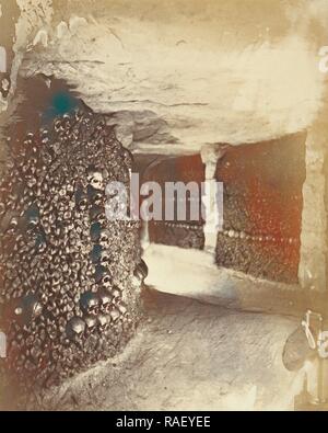 View in the Catacombs, Nadar, Gaspard Félix Tournachon (French, 1820 - 1910), Paris, France, 1861, Albumen silver reimagined Stock Photo