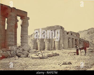 The Ramesseum of El-Kurney, Thebes, Second View, Francis Frith (English, 1822 - 1898), Egypt, 1857, Albumen silver reimagined Stock Photo