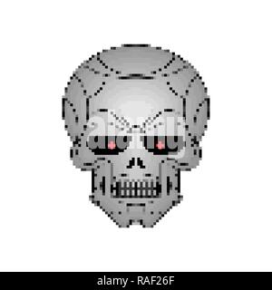 8bit head  Pixel Art 8-bit Glitch Skull Crossbones Stock Vector (Royalty Free