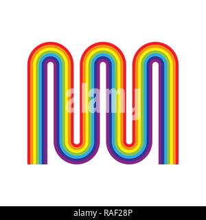 Rainbow twisted zigzag. Rainbow heating radiator isolated. Multicolored metal radiator heating systems Stock Vector