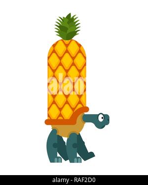Turtle Pineapple. tortoiseshell in shape of ananas. tropical Fruit Shell reptile Stock Vector