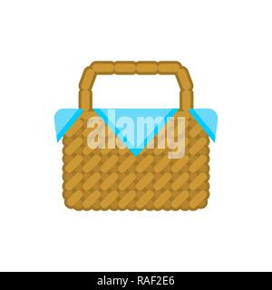 Picnic basket isolated. Little red hat basket with pies Stock Vector