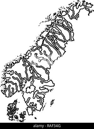 Map of Scandinavia icon black color vector I flat style simple image ...
