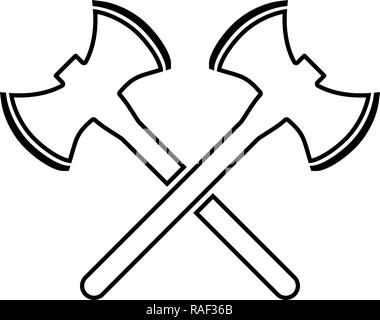 Two double-faced viking axes icon black color vector I flat style simple image Stock Vector