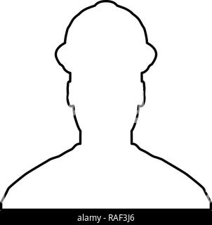 Avatar builder architect engineer in helmet view icon black color vector I flat style simple image Stock Vector