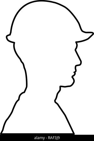 Avatar builder architect engineer in helmet view icon black color vector I flat style simple image Stock Vector