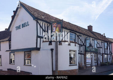 16th Century The Bell Inn, Market Hill, Clare, Suffolk, England, United Kingdom Stock Photo