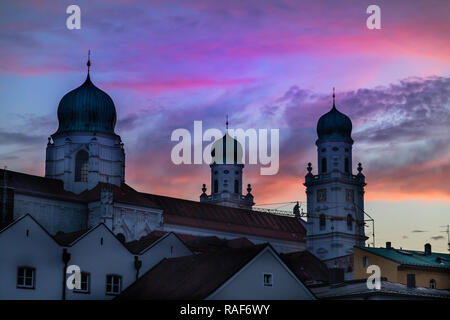 Passau, Germany Sunset Stock Photo