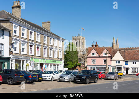 Market Cross and St Peter & St Paul Church, Market Hill, Clare, Suffolk, England, United Kingdom Stock Photo