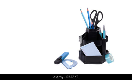 Set of office accessories. It is isolated on a white background - Image Stock Photo