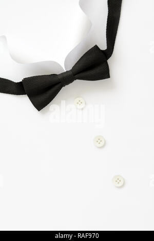 Paper cut collar of man shirts. Father's day or wedding concept. Copy space. Top view. Minimalist style Stock Photo