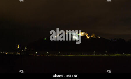 Stirling Castle at night. Stirling Castle, Stirling, UK - 1st January 2019. Stock Photo