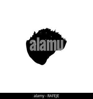 Ebony ink blob. Black blotch on white background. Ink splatter with droppings. Black paint spilled drop cover and textile design element. Paint blob. Inkblot on paper. Isolated vector illustration Stock Vector