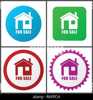 For sale vector icon set. Flat design web icons in eps 10. Colorful internet buttons in four versions Stock Vector