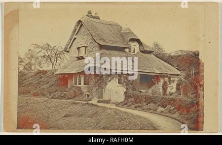 Exterior view of Dutch Cottage, Blaise Hamlet, 1867, Albumen silver print. Reimagined by Gibon. Classic art with a reimagined Stock Photo