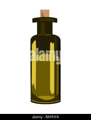 Green olive oil bottle over white background. Stock Vector