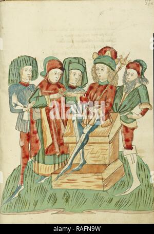 Barochias is Enthroned as King and Receives the Royal Ring, Follower of Hans Schilling (German, active 1459 - 1467 reimagined Stock Photo