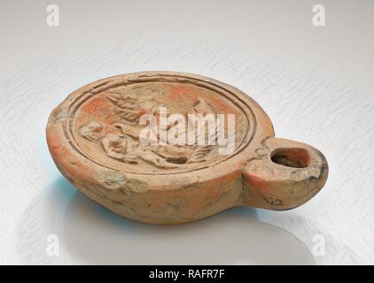 Lamp, South Anatolia, Anatolia, 1st - 4th century, Terracotta, 2.5 x 7.1 x 9 cm (1 x 2 13,16 x 3 9,16 in reimagined Stock Photo