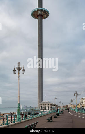 BRIGHTON, EAST SUSSEX/UK - JANUARY 3 : View of the i360 in Brighton East Sussex on January 3, 2019. Unidentified people Stock Photo