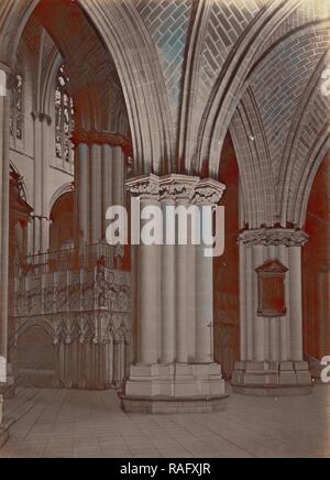 Vista interior de la catedral, Toledo, Juan Laurent (French, 1816 - 1892), Toledo, Spain, 1865, Albumen silver print reimagined Stock Photo