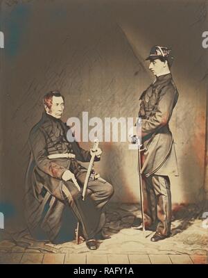 Lt. Gen. Sir J. Burgoyne, G.C.B. & Lt. Stopford, A.D.C, Roger Fenton (English, 1819 - 1869), 1855, Salted paper print reimagined Stock Photo