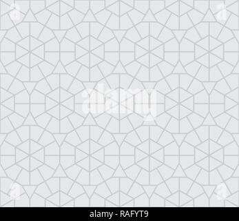Arabic gray round floral ornament seamless pattern. Moroccan circle vintage background. Vector and illustration Stock Vector