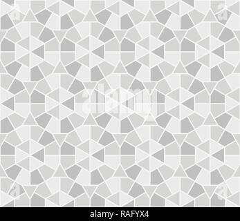 Arabic gray round floral ornament seamless pattern. Moroccan circle vintage background. Vector and illustration Stock Vector