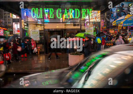 An Olive Garden restaurant in Times Square in New York is seen on Friday, December 28, 2018. (Â© Richard B. Levine) Stock Photo