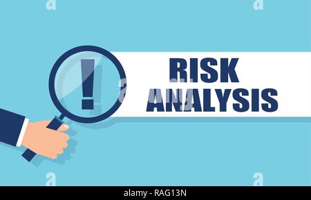 Vector of a businessman hand holding magnifying glass with exclamation mark. Stock Vector
