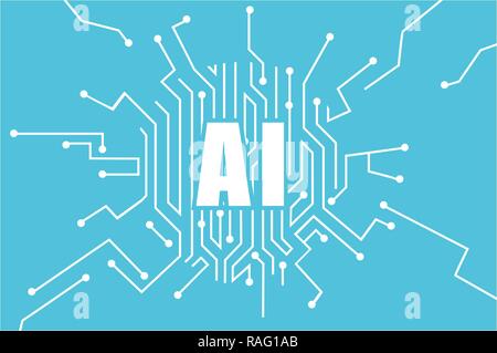 Vector of artificial intelligence logo. Machine learning concept. Neural networks and modern technology Stock Vector