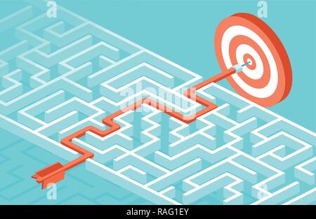 Vector concept for business strategy and planning to overcome obstacles and challenges to reach a sucess Stock Vector