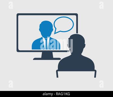 On line learning icon on gray background Stock Vector