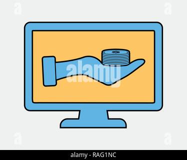 Colorful Online Payment Icon on gray baclground Stock Vector